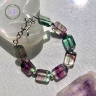 Fluorite Rectangle Bracelet With Silver Toggle Clasp